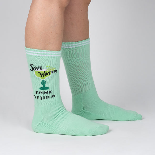 sock it to me Save Water Drink Tequila Ribbed Crew Socks