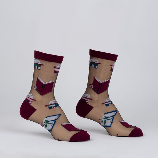 Sock It To Me A Novel Idea Sheer Crew Socks