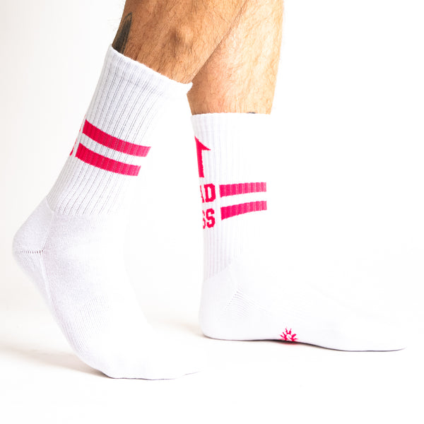Sock It To Me Bad Ass Ribbed Crew Socks (White)