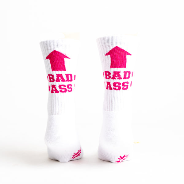 Sock It To Me Bad Ass Ribbed Crew Socks (White)