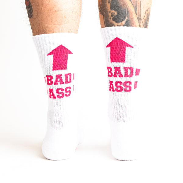 sock it to me Bad Ass Ribbed Crew Socks (White)