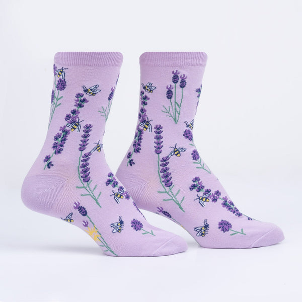 Sock It To Me Bees And Lavender Crew Socks