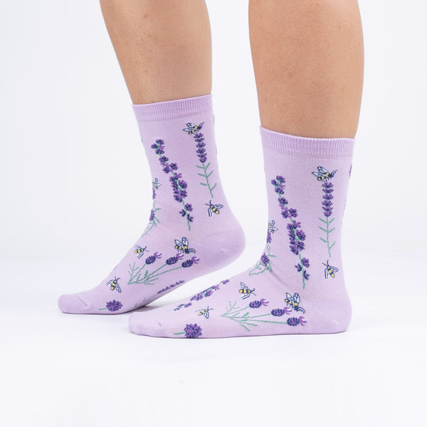 sock it to me Bees and Lavender Crew Socks