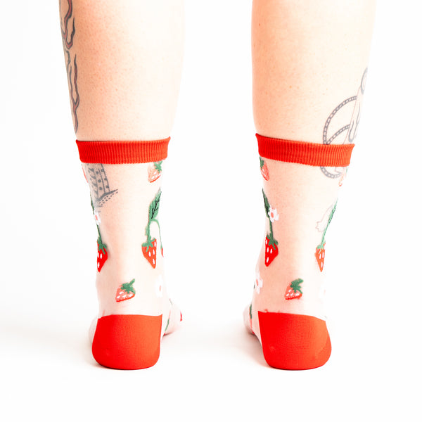 Sock It To Me Berry Cute Sheer Crew Socks