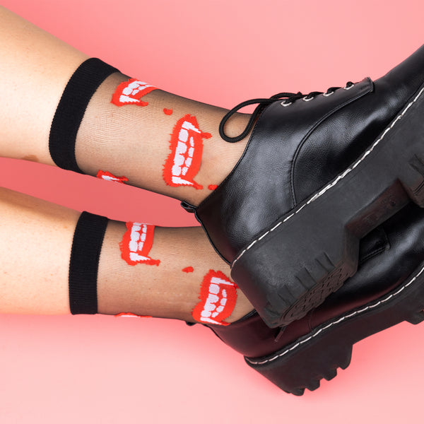 Sock It To Me Bite Me Sheer Crew Socks