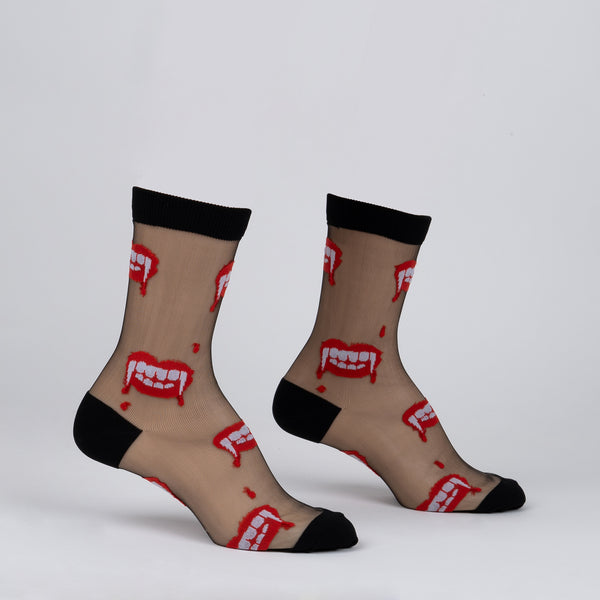 Sock It To Me Bite Me Sheer Crew Socks