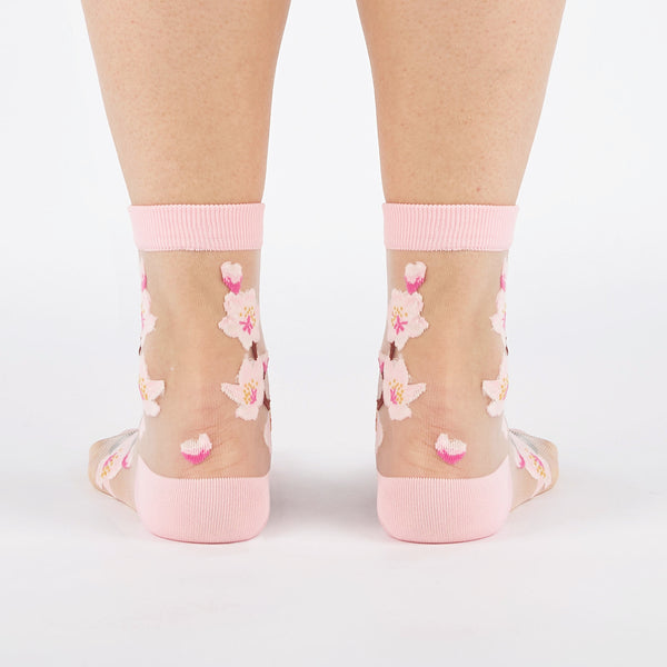 Sock It To Me Cherry Blossoms Sheer Crew Socks