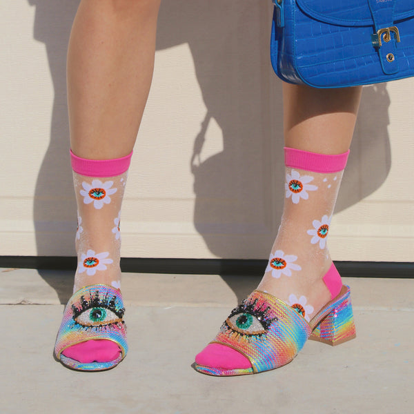 Sock It To Me Eye Feel Seen Sheer Crew Socks