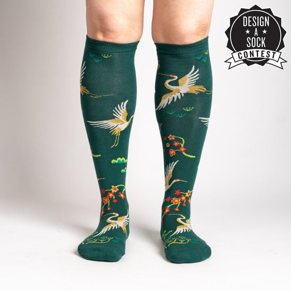 sock it to me Flying Cranes Knee High Socks