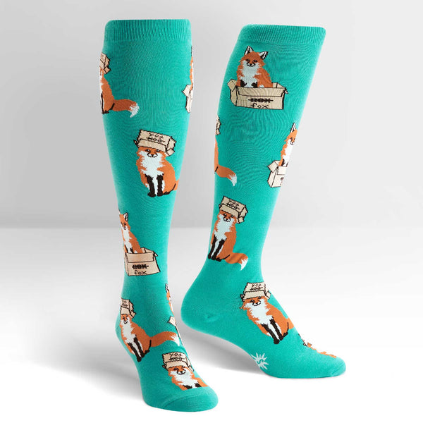 Sock It To Me Foxes In Boxes Knee High Socks