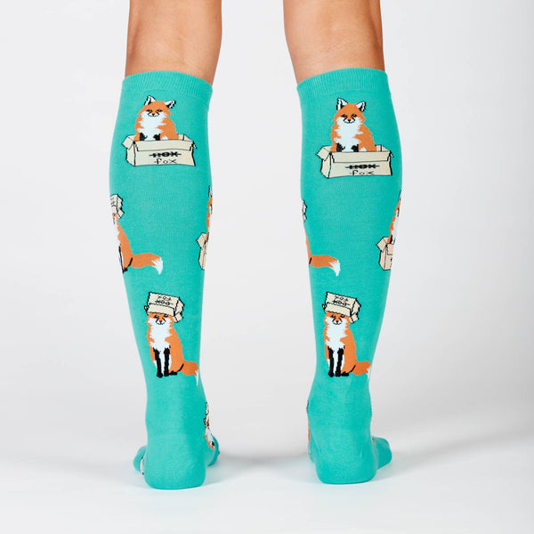 Sock It To Me Foxes In Boxes Knee High Socks