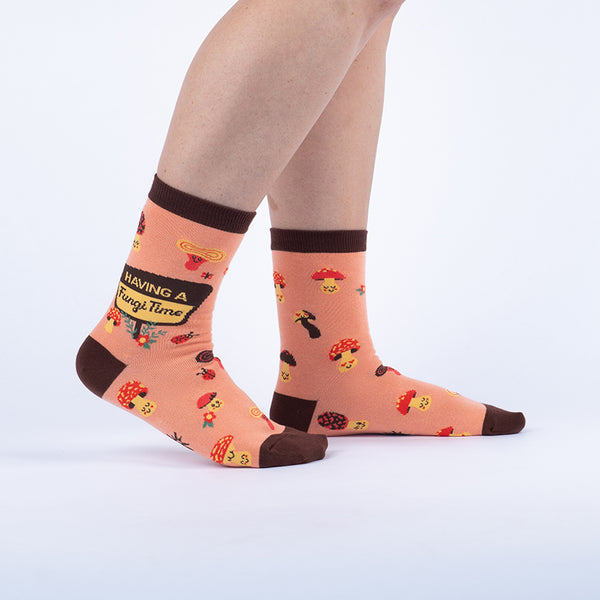 sock it to me Having a Fungi Time Crew Socks