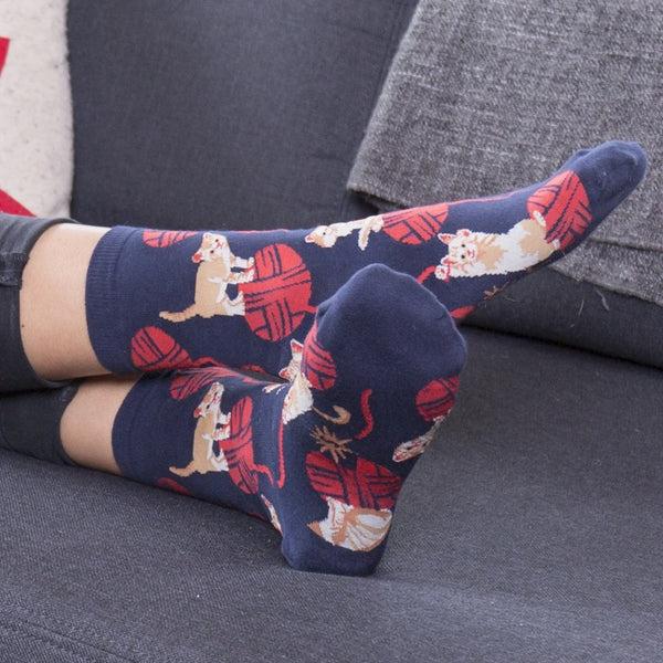 Sock It To Me Kitten Knittin' Crew Socks