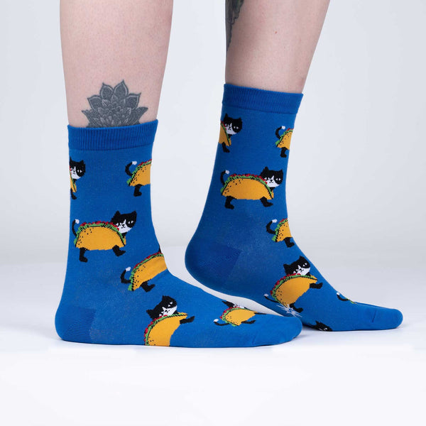 sock it to me Let's Taco 'bout Cats Crew Socks