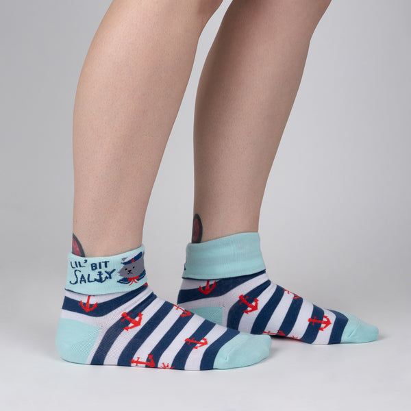 sock it to me Lil' Bit Salty Turn Cuff Socks