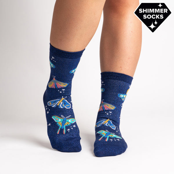 sock it to me Moonlit Moth Crew Socks