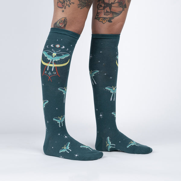 sock it to me Mystic Moth Knee High Socks