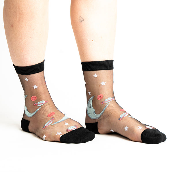 sock it to me Once In a Blue Moon Sheer Crew Socks