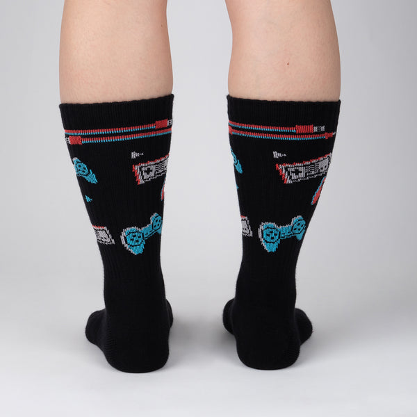 Sock It To Me Press Play Ribbed Crew Socks