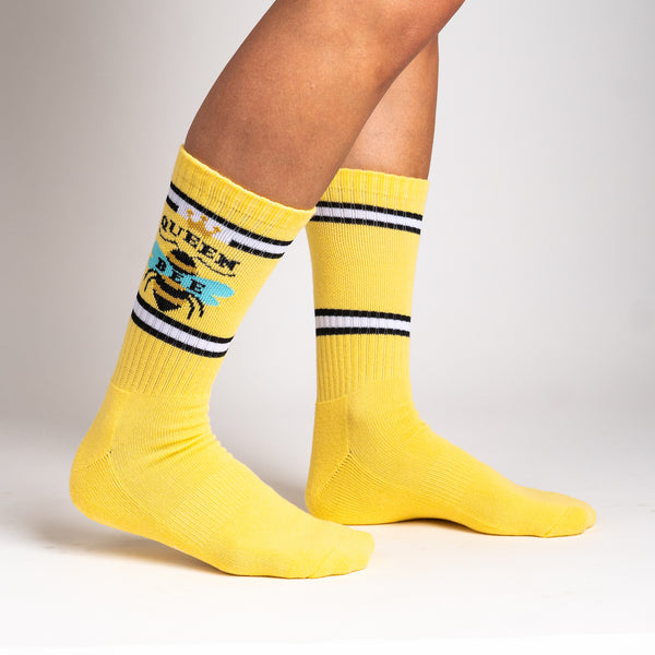 sock it to me Queen Bee Ribbed Crew Socks
