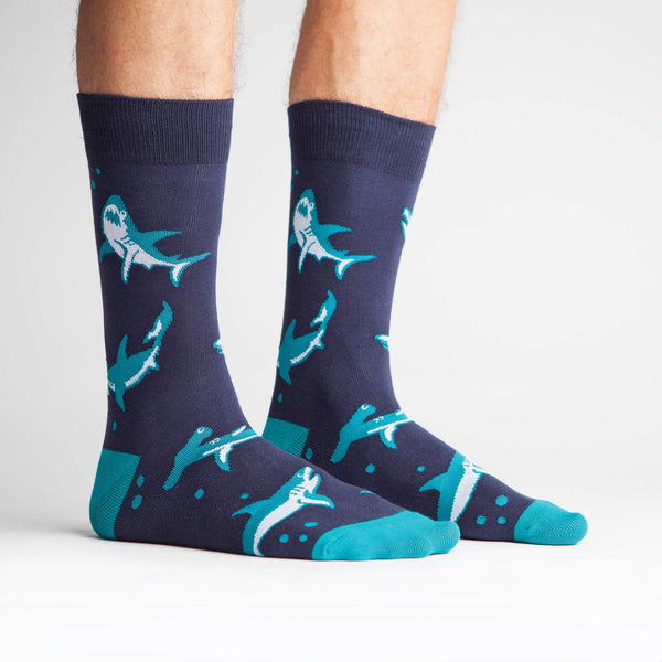 sock it to me Shark Attack Men's Crew Socks