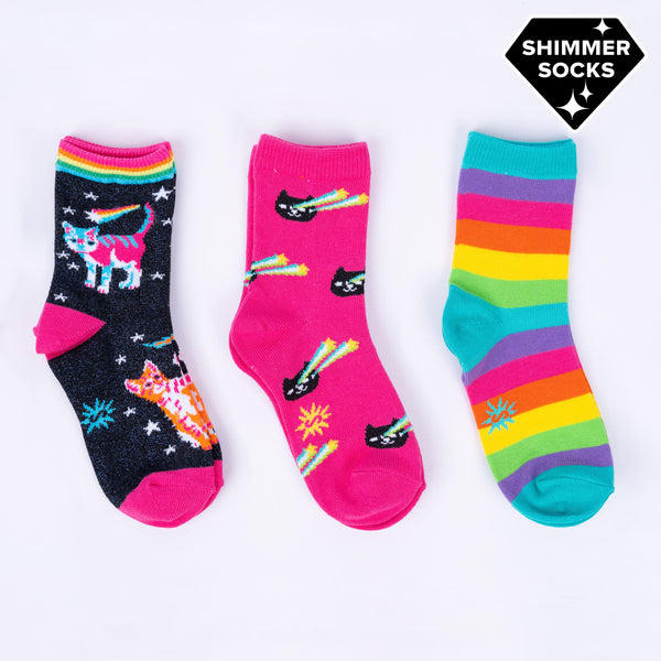 sock it to me Space Cats Junior Crew Socks 3-Pack