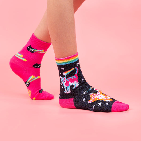 Sock It To Me Space Cats Youth Crew Socks 3-Pack
