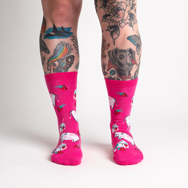 sock it to me Strawberry Milk Crew Socks