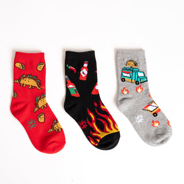 sock it to me Tacosaurus Youth Crew Socks 3-Pack