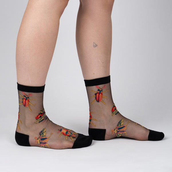 sock it to me The Beetles Sheer Crew Socks