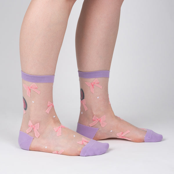 sock it to me Wrapped in a Bow Sheer Crew Socks