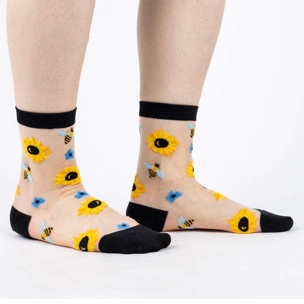 sock it to me You Are My Sunshine Sheer Crew Socks