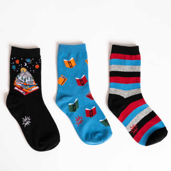 sock it to me Take a Look It’s in a Book Youth Crew Socks 3-Pack