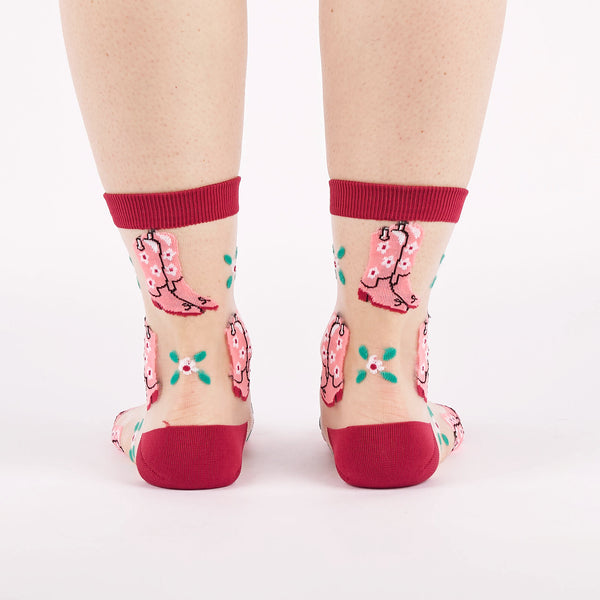 Sock It To Me These Boots Were Made For Walking Sheer Crew Socks