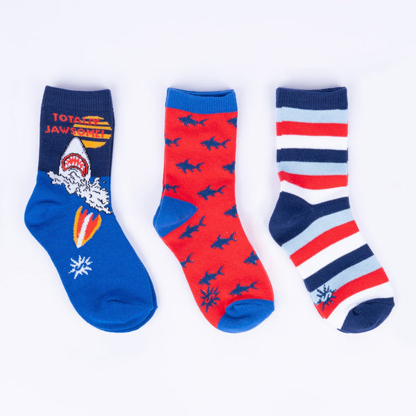 sock it to me Totally Jawsome Junior Crew Socks 3-Pack
