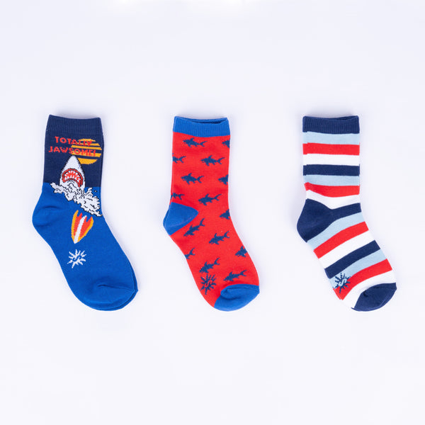 sock it to me Totally Jawsome Youth Crew Socks 3-Pack