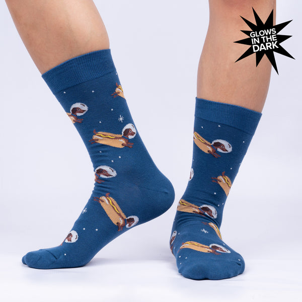 sock it to me Weiner Dogs In Space Men's Crew Socks