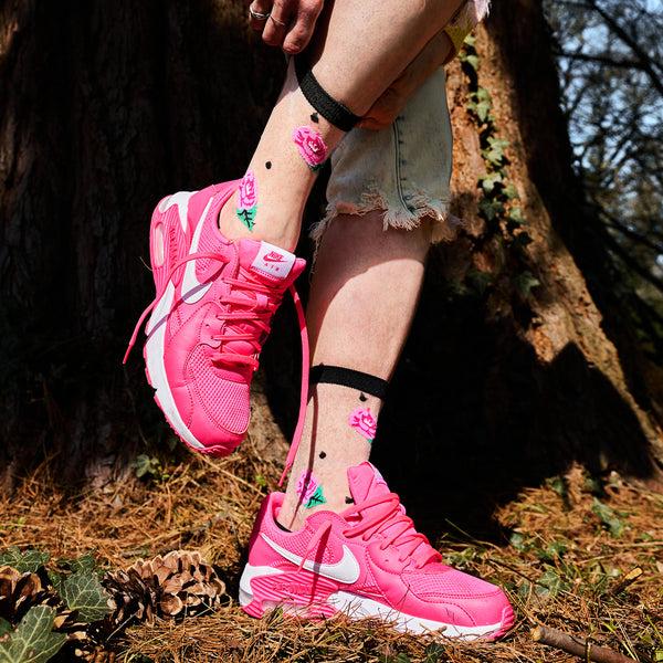 Sock It To Me Will You Accept This Rose? Sheer Crew Socks (Clear)