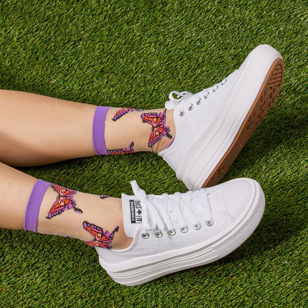 Sock It To Me You Are Flutterly Fabulous Sheer Crew Socks