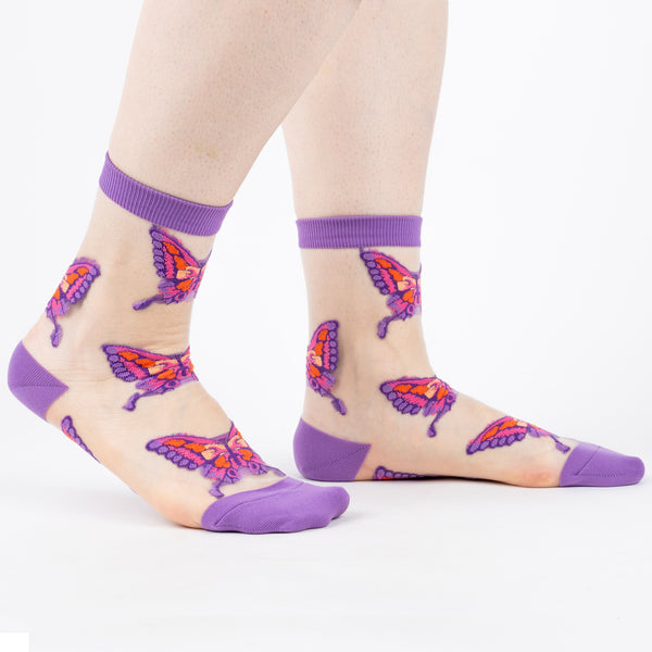 sock it to me You are Flutterly Fabulous Sheer Crew Socks