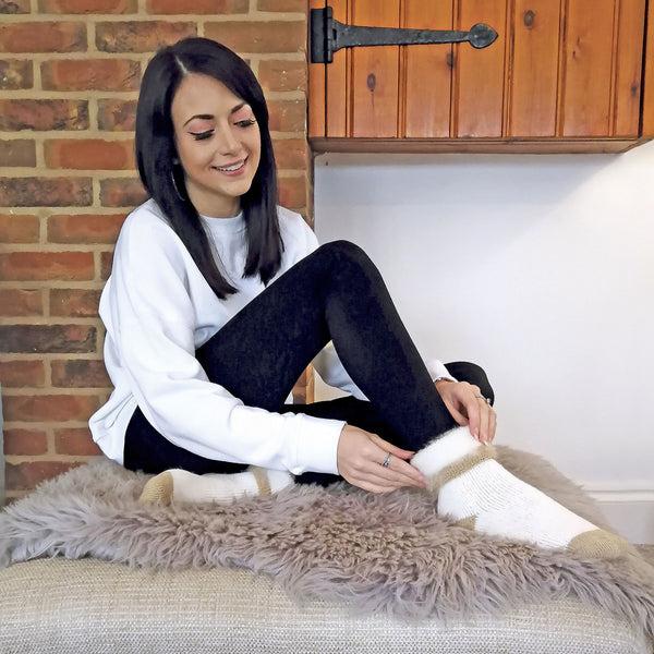 Sock Snob 1 Pack Ladies Alpaca Wool Slipper Bed Socks With Star Grips