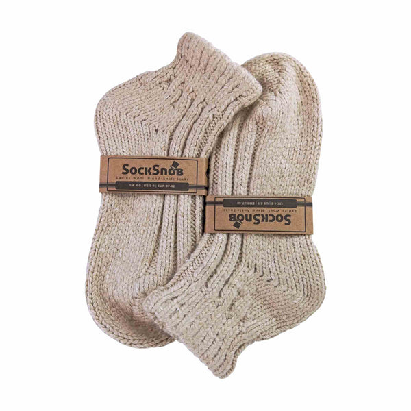 Sock Snob 1 Pack Ladies Chunky Ribbed Low Cut Wool Blend Ankle Socks
