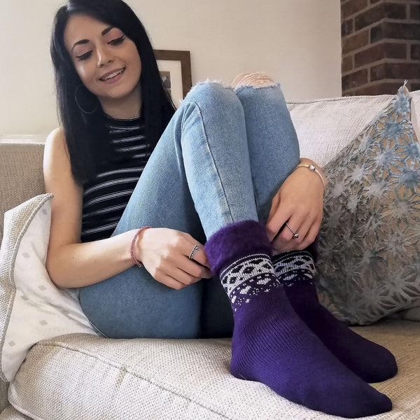 Sock Snob 1 Pack Ladies Turn Over Top Warm Nordic Bed Socks For Winter