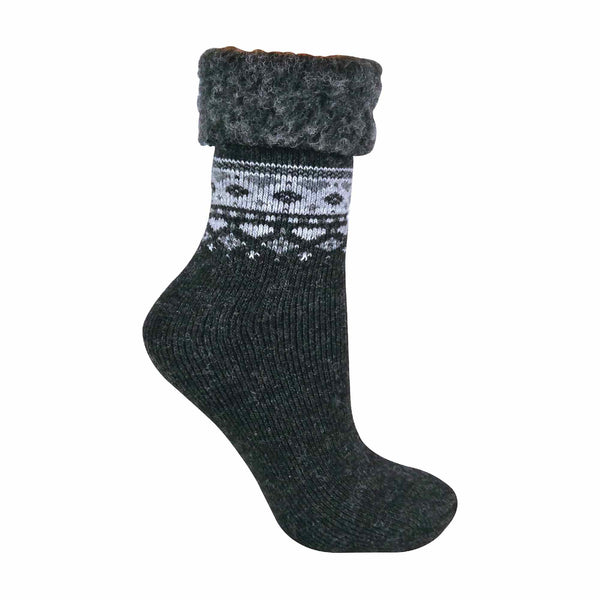 sock snob 1 Pack Ladies Turn Over Top Warm Nordic Bed Socks for Winter