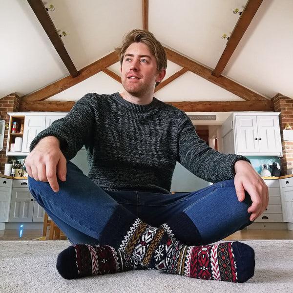 Sock Snob 1 Pack Mens Vintage Nordic Thermal Thick Wool Blend Socks