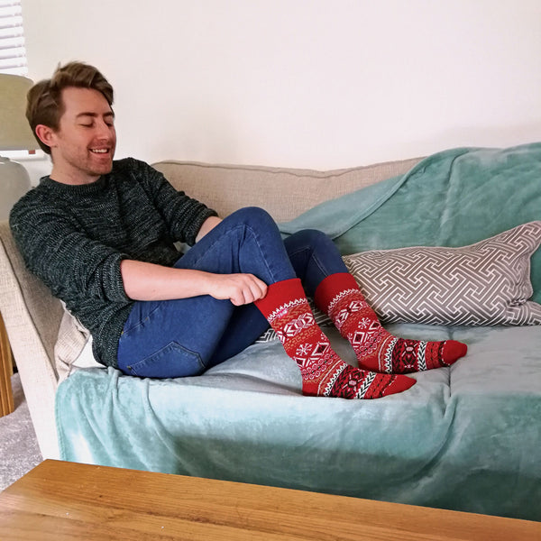 Sock Snob 1 Pack Mens Vintage Nordic Thermal Thick Wool Blend Socks