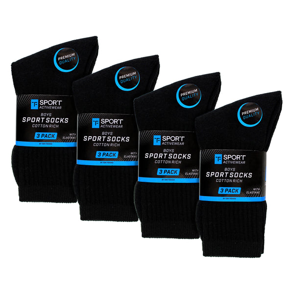 Sock Snob 12 Pack Boys Breathable Cotton Sport Socks