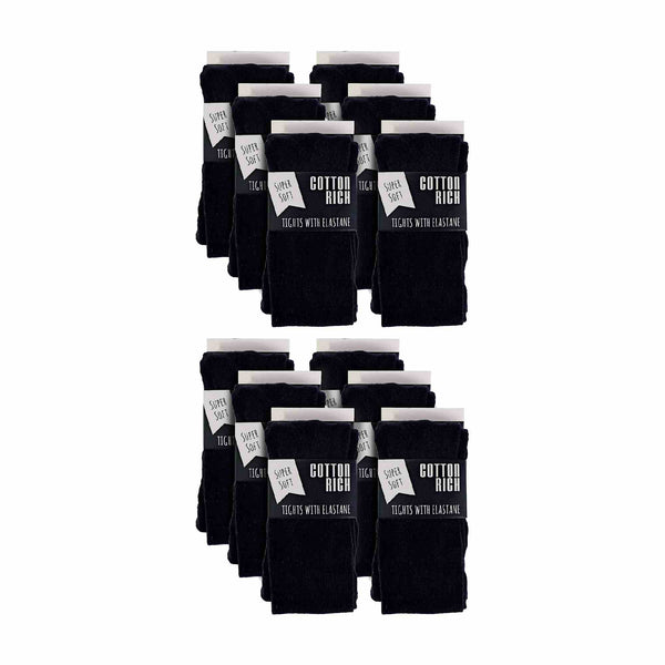 Sock Snob 12 Pair Girls Soft & Comfy Plain Opaque School Uniform Tights