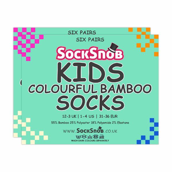 Sock Snob 12 Pair Kids Breathable Bamboo Plain Socks For School