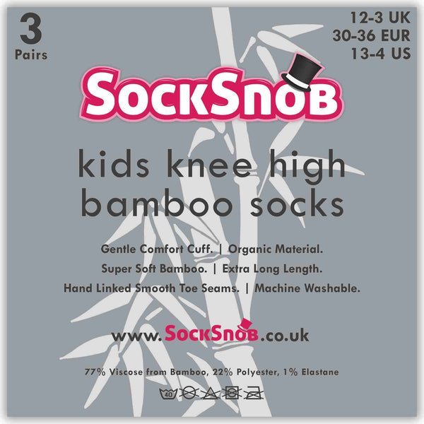 Sock Snob 12 Pair Kids Knee High Soft Bamboo Multicoloured School Socks